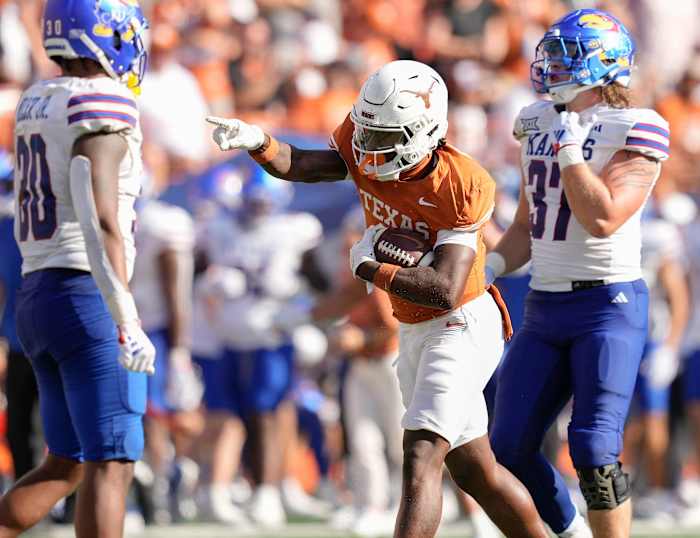 Johntay Cook after catching a pass for a first down vs. Kansas